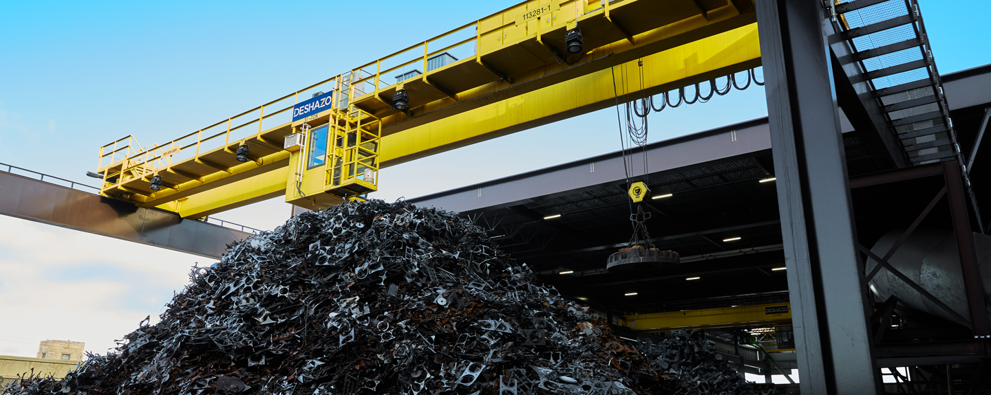 Overhead view of covered Scrap yard and material segregation outside of the cast iron foundry 