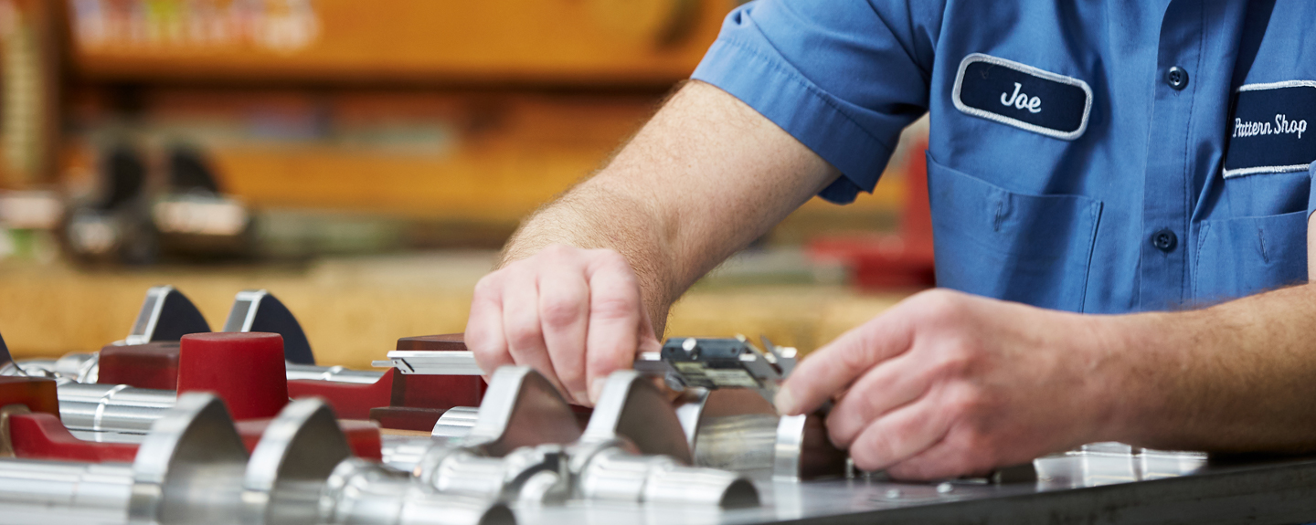 Kohler Foundry Pattern Builders inspecting tooling to ensure it meets all dimensions  